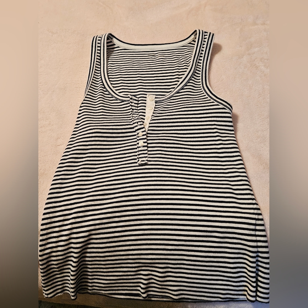 Aerie Striped Black and White Women's Tank Top